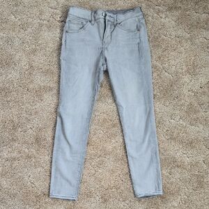 Express Women's Light Gray Mid Rise Skinny Jeans